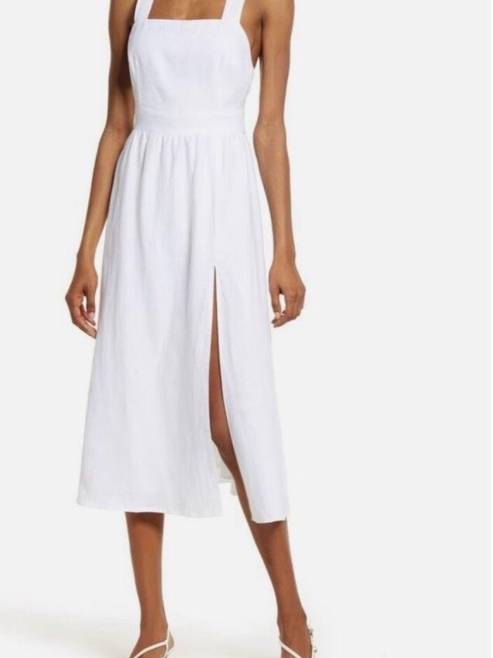 Reformation elara fit and flare linen dress white
